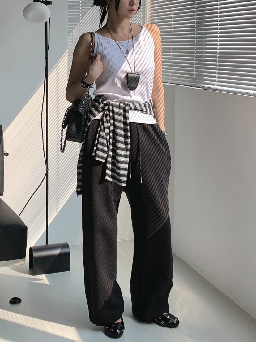 DAVICHI/D.SECOND東大門實拍女裝新款26春夏休閑褲腰帶DAVICHI/D.SECOND休閑褲