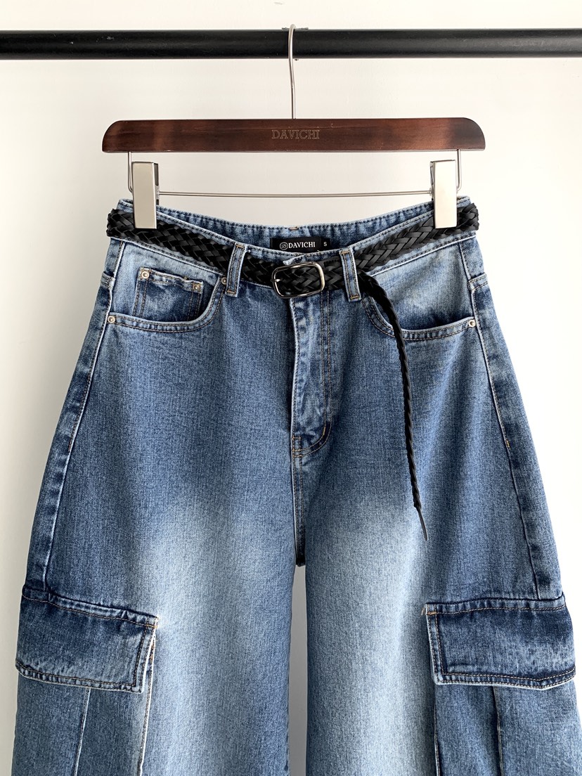 DAVICHI/D.SECOND東大門實拍女裝新款休閑牛仔褲含隨機腰帶DAVICHI/D.SECOND牛仔褲