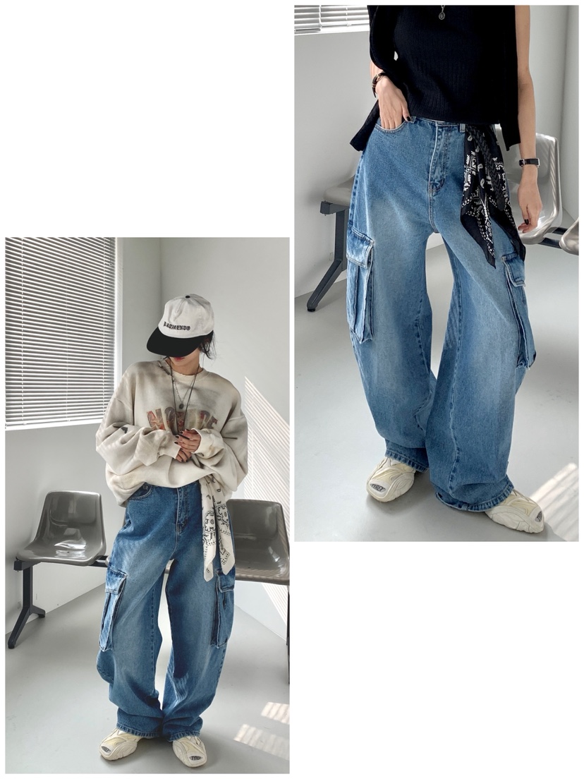 DAVICHI/D.SECOND東大門實拍女裝新款休閑牛仔褲含隨機腰帶DAVICHI/D.SECOND牛仔褲