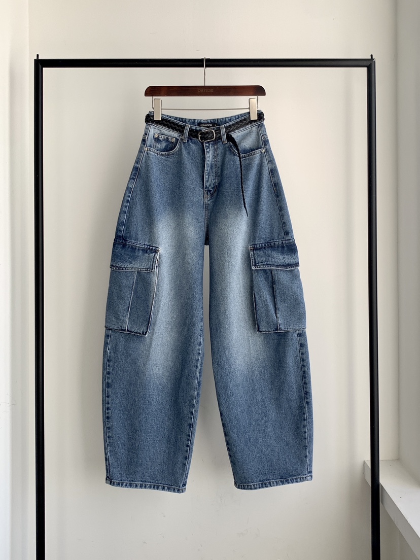 DAVICHI/D.SECOND東大門實拍女裝新款休閑牛仔褲含隨機腰帶DAVICHI/D.SECOND牛仔褲圖色1
