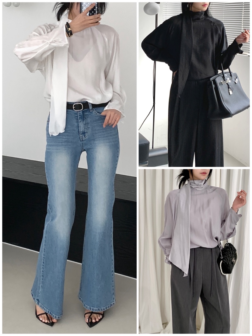 DAVICHI/D.SECOND韓國代購女士新款真品襯衫蕾絲衫圍巾DAVICHI/D.SECOND襯衫/蕾絲衫