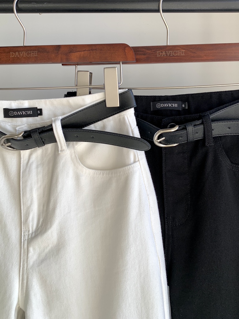 DAVICHI/D.SECOND韓國代購女裝新品休閑牛仔褲含隨機腰帶棉布DAVICHI/D.SECOND牛仔褲