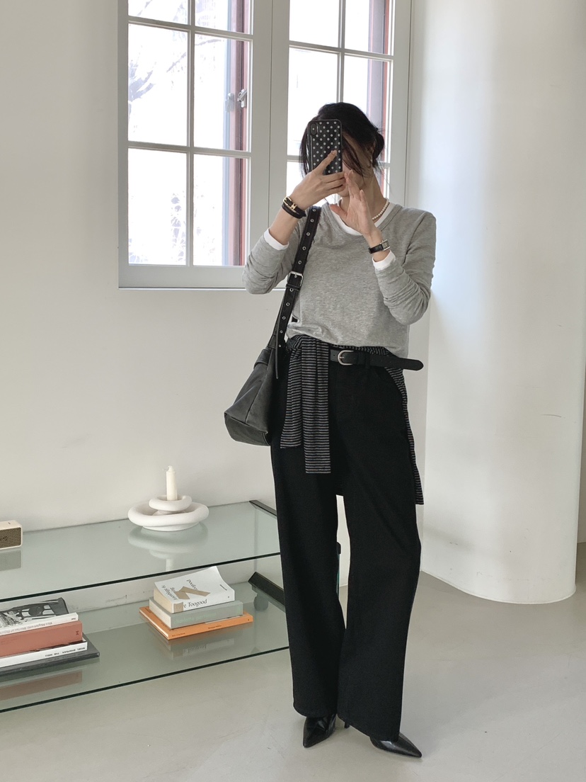 DAVICHI/D.SECOND韓國代購女裝新品休閑牛仔褲含隨機腰帶棉布DAVICHI/D.SECOND牛仔褲