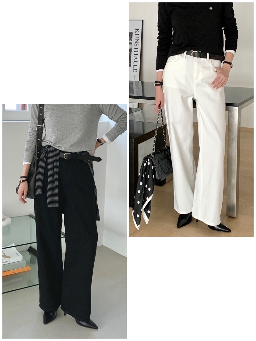 DAVICHI/D.SECOND韓國代購女裝新品休閑牛仔褲含隨機腰帶棉布DAVICHI/D.SECOND牛仔褲