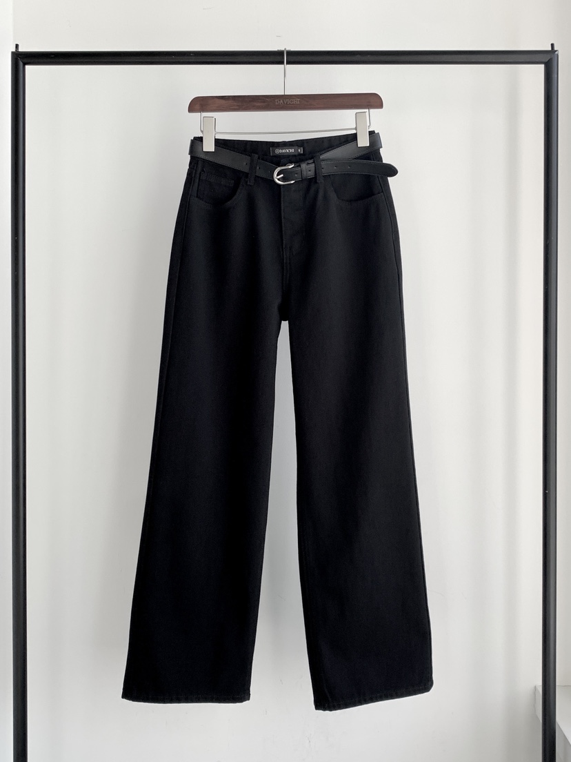 DAVICHI/D.SECOND韓國代購女裝新品休閑牛仔褲含隨機腰帶棉布DAVICHI/D.SECOND牛仔褲圖色2