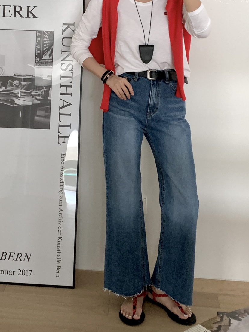 DAVICHI/D.SECOND韓國直郵女裝新款休閑牛仔褲含隨機腰帶DAVICHI/D.SECOND牛仔褲