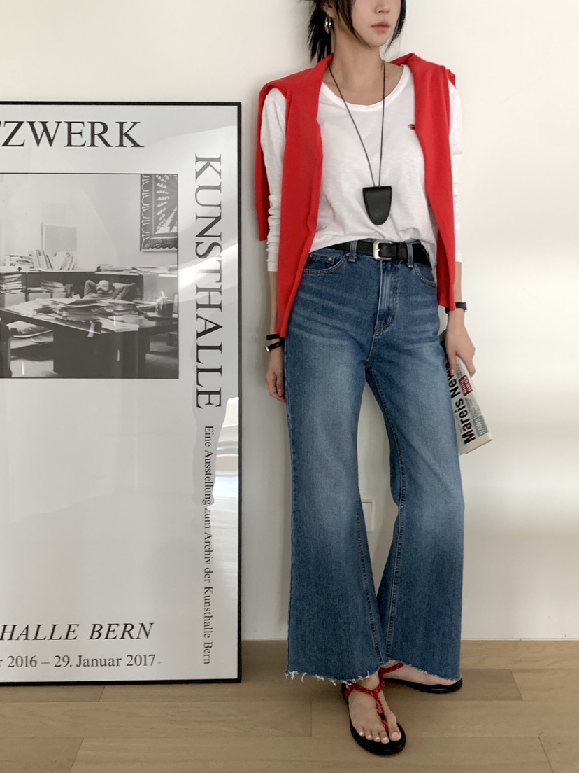 DAVICHI/D.SECOND韓國直郵女裝新款休閑牛仔褲含隨機腰帶DAVICHI/D.SECOND牛仔褲