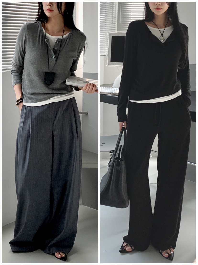 DAVICHI/D.SECOND東大門實拍女裝新品人氣長袖T恤雙排扣DAVICHI/D.SECOND長袖T恤