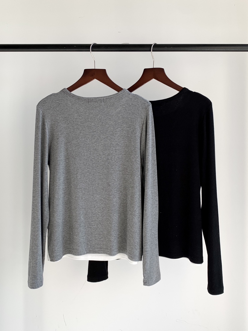 DAVICHI/D.SECOND東大門實拍女裝新品人氣長袖T恤雙排扣DAVICHI/D.SECOND長袖T恤