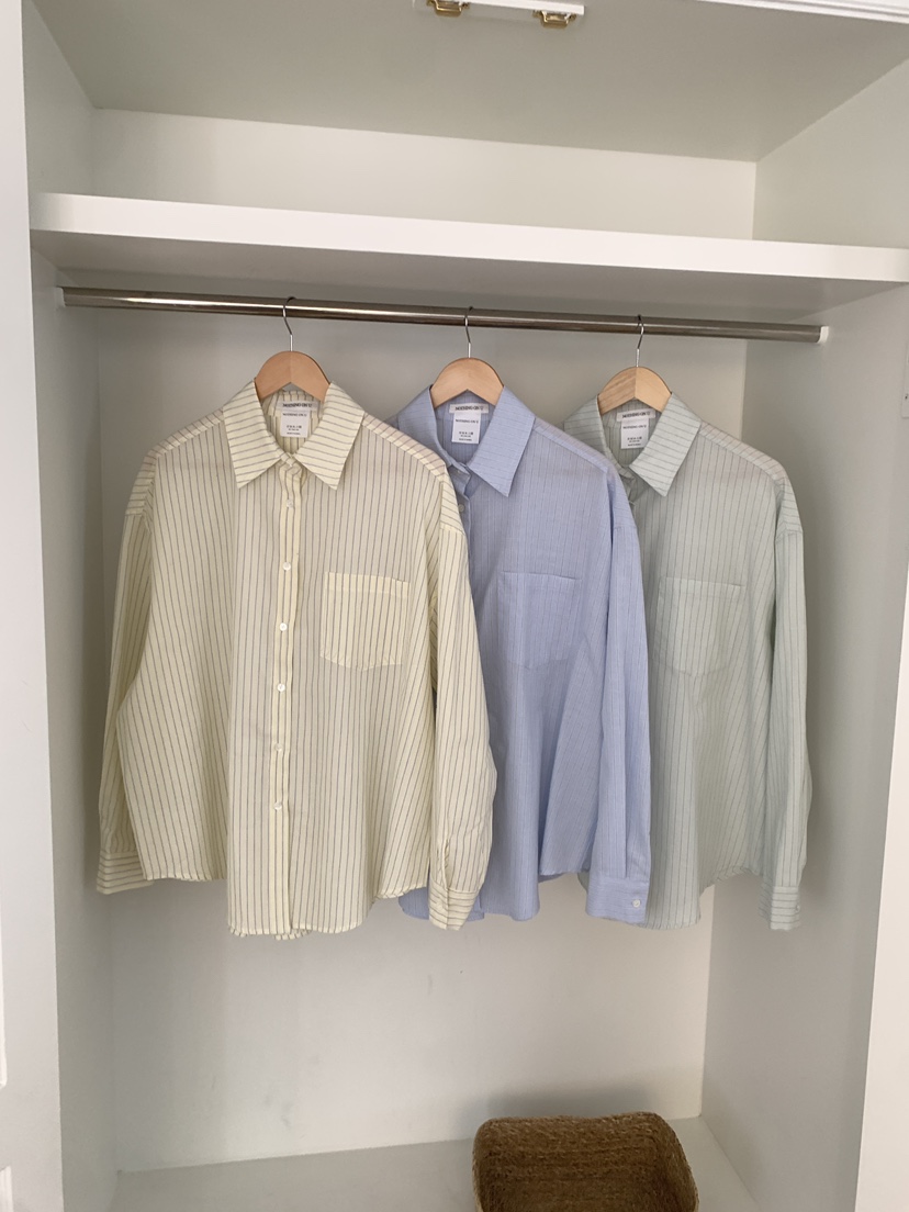 NOTHING東大門實拍女裝新品真品推薦26春夏襯衫蕾絲衫寬松條紋NOTHING襯衫/蕾絲衫