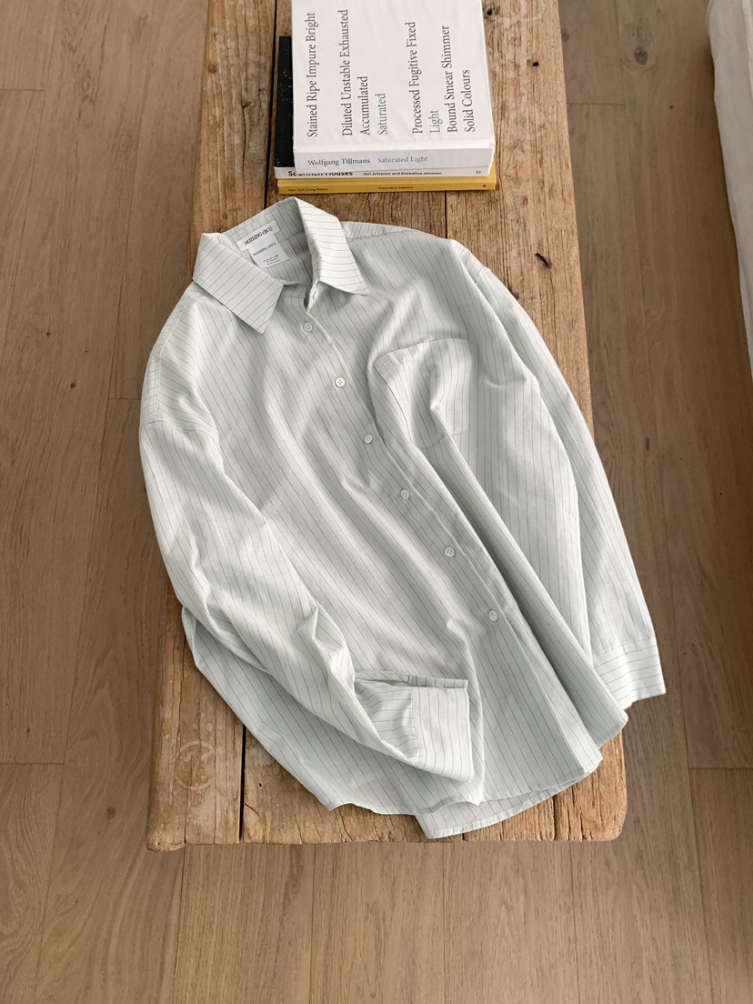 NOTHING東大門實拍女裝新品真品推薦26春夏襯衫蕾絲衫寬松條紋NOTHING襯衫/蕾絲衫