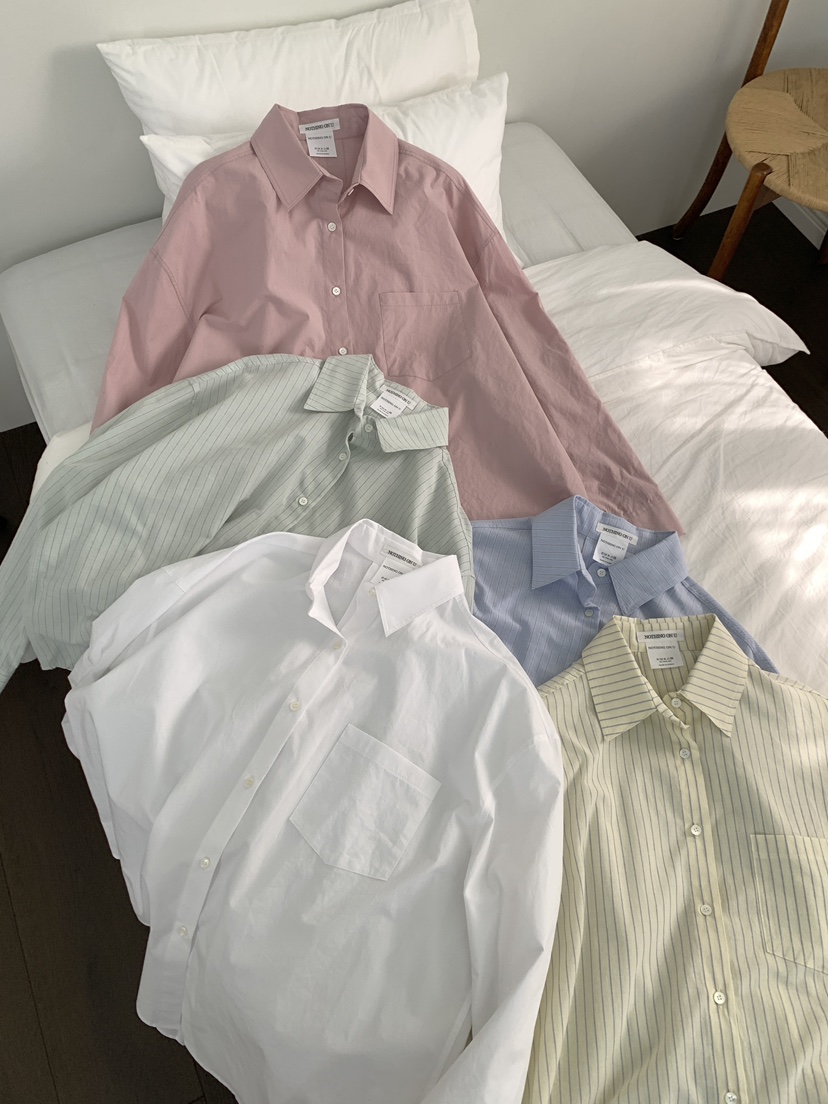 NOTHING東大門實拍女裝新品真品推薦26春夏襯衫蕾絲衫寬松條紋NOTHING襯衫/蕾絲衫