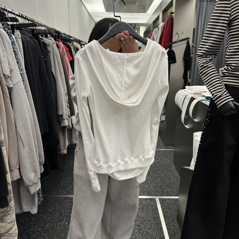 NUEUN東大門直郵女裝新款推薦時尚長袖T恤連帽衫修身褶皺NUEUN/SEEOT長袖T恤