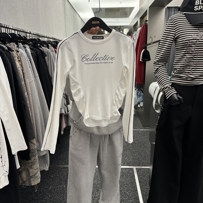 NUEUN東大門實拍女士新款休閑推薦人氣26春夏真品長袖T恤NUEUN/SEEOT長袖T恤圖色1