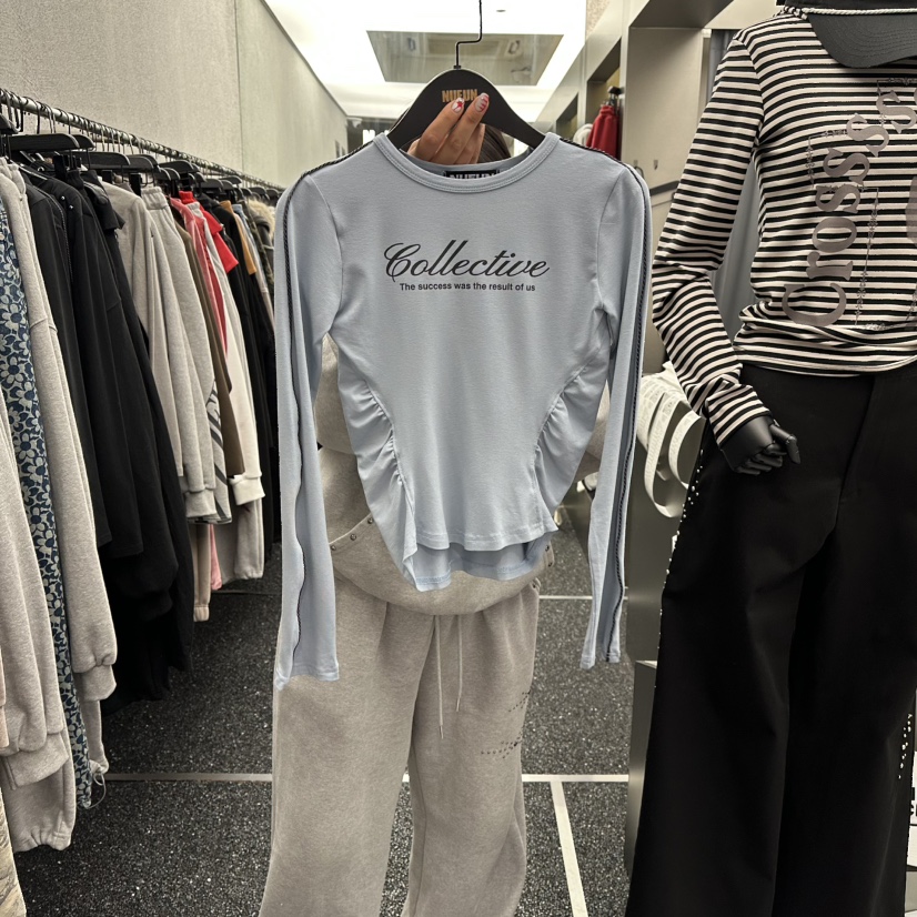 NUEUN東大門實拍女士新款休閑推薦人氣26春夏真品長袖T恤NUEUN/SEEOT長袖T恤圖色2