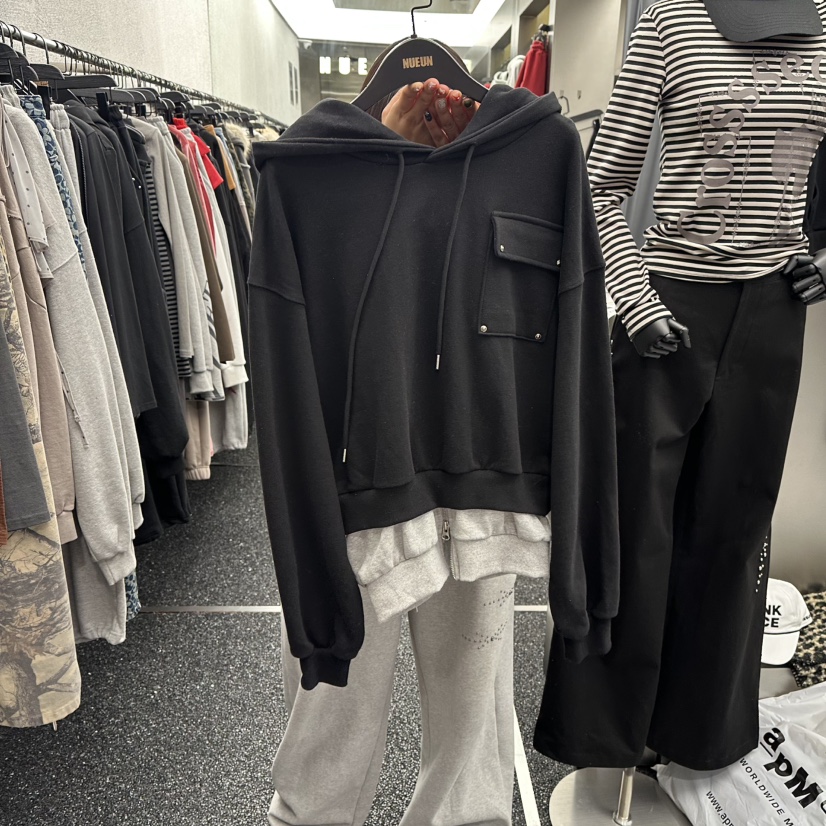 NUEUN東大門實拍女裝新款休閑26春夏職業真品衛衣雙層連帽NUEUN/SEEOT衛衣圖色2
