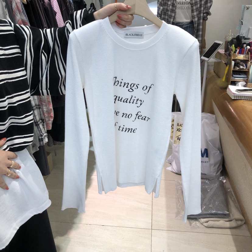 BLACKFRIDAY東大門實拍女裝新款真品職業時尚休閑長袖T恤BLACK FRIDAY長袖T恤圖色1