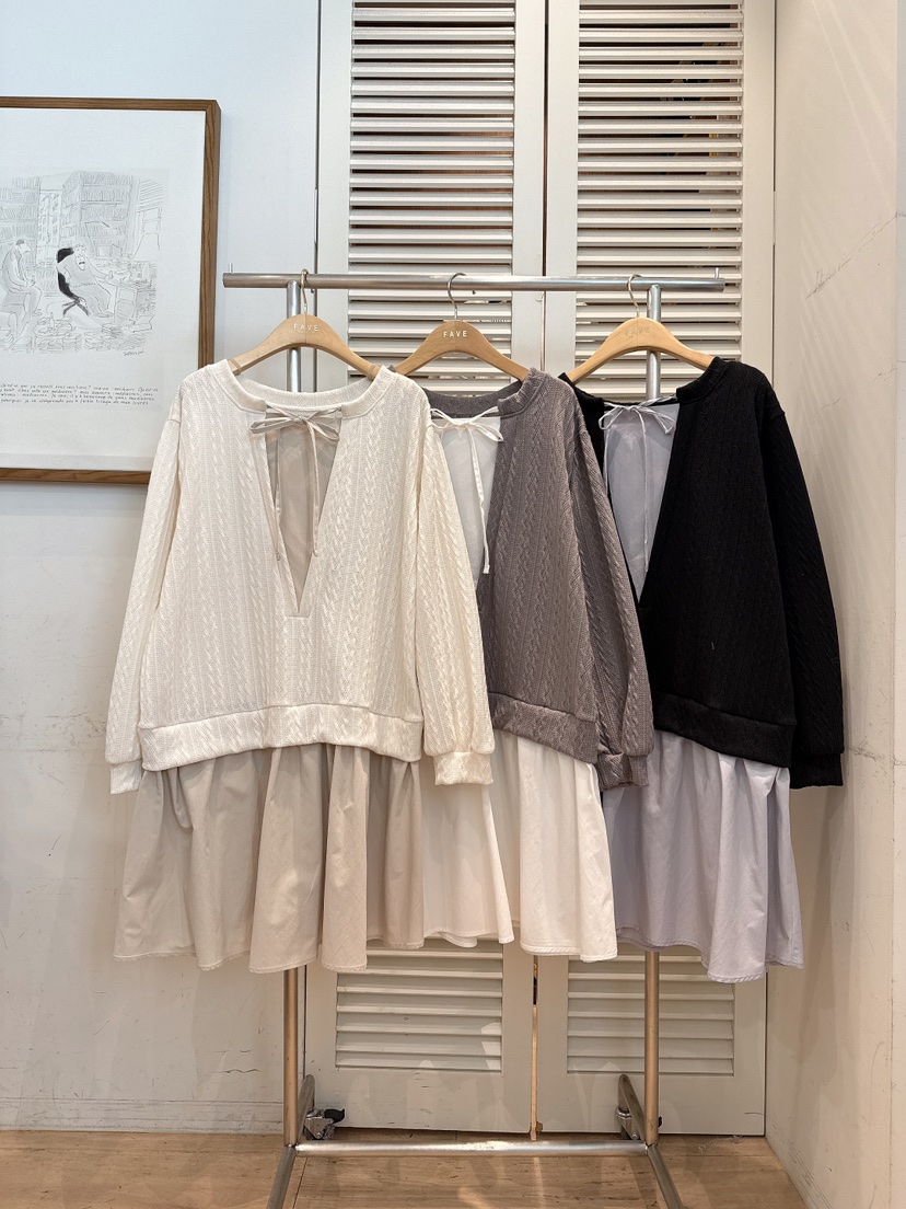 FAVE-L韓國直郵女裝新款職業時尚26春季人氣連衣裙假兩件FAVE-L連衣裙