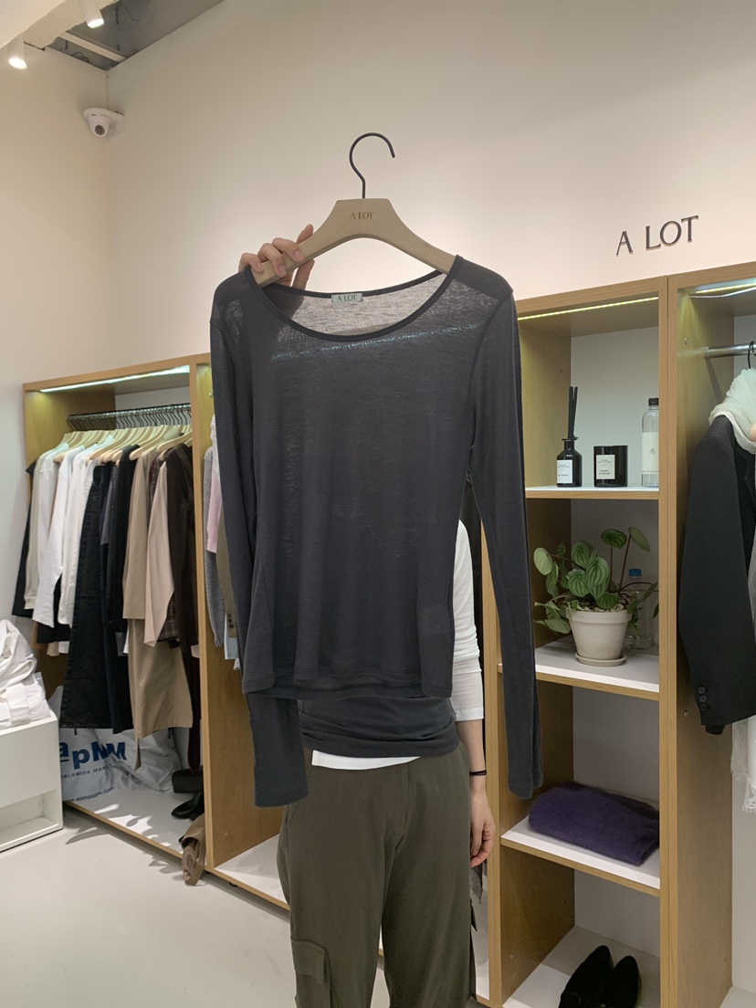 ALOT韓國直郵女士新款休閑推薦熱賣時尚職業長袖T恤不含內搭A LOT長袖T恤圖色2