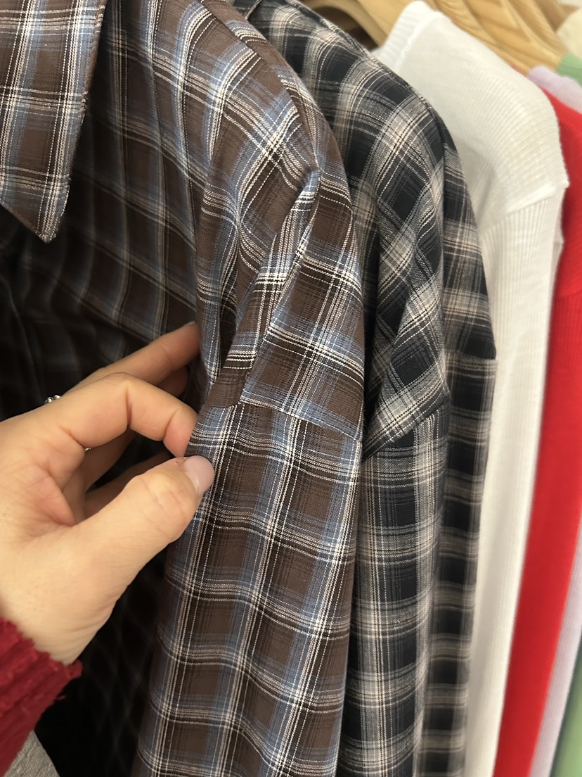 AS THOUGHT韓國直郵女士新款26春季熱賣推薦襯衫蕾絲衫格紋AS THOUGHT襯衫/蕾絲衫