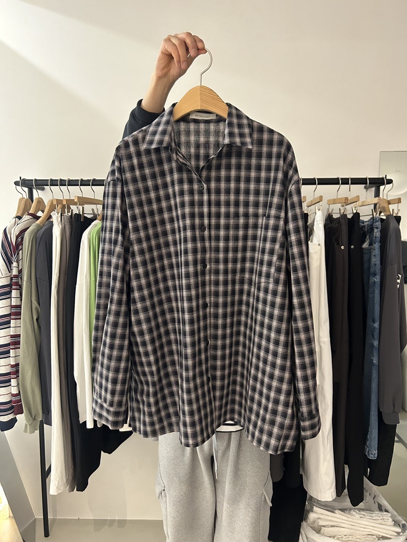 AS THOUGHT韓國直郵女士新款26春季熱賣推薦襯衫蕾絲衫格紋AS THOUGHT襯衫/蕾絲衫圖色2