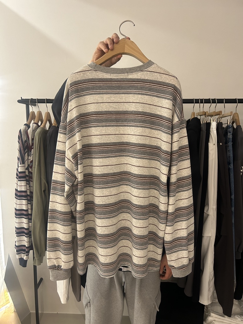 AS THOUGHT東大門直郵女士新品熱賣時尚推薦長袖T恤條紋AS THOUGHT長袖T恤