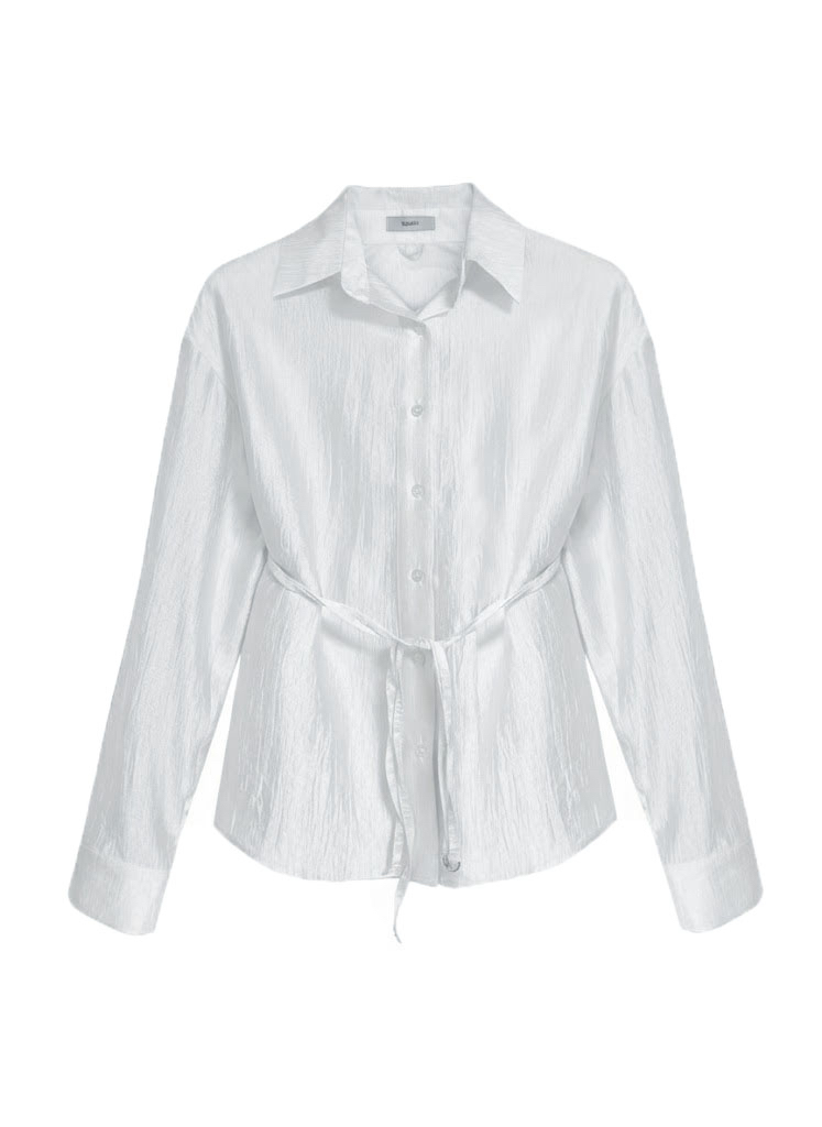 MURREN韓國代購女士新款職業推薦休閑襯衫蕾絲衫透明褶皺MURREN襯衫/蕾絲衫圖色1