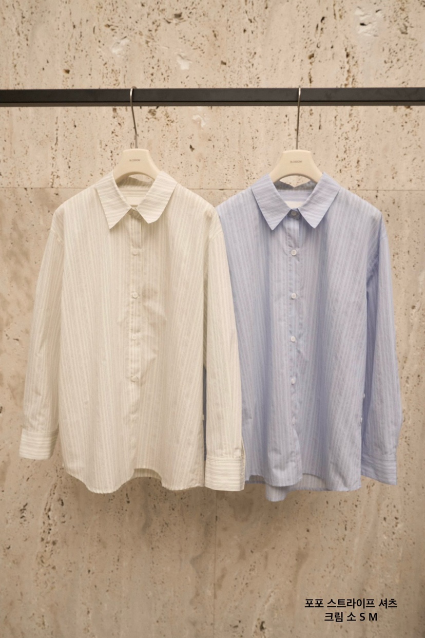 BLOSSOM東大門代購女士新款時尚人氣職業26春季襯衫蕾絲衫條紋BLOSSOM襯衫/蕾絲衫