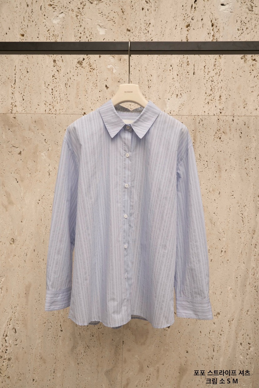 BLOSSOM東大門代購女士新款時尚人氣職業26春季襯衫蕾絲衫條紋BLOSSOM襯衫/蕾絲衫圖色2