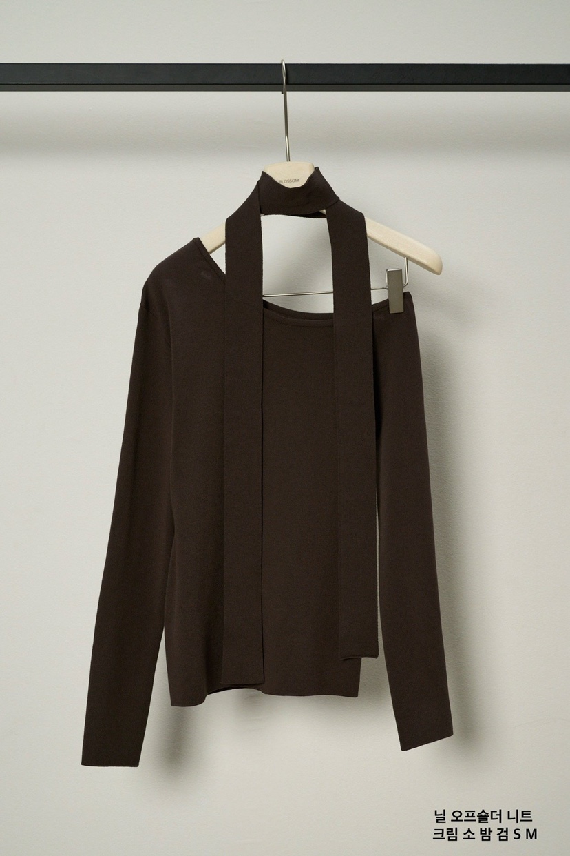 BLOSSOM東大門實拍女士新品時尚休閑職業長袖T恤含脖帶露肩BLOSSOM長袖T恤圖色3棕色