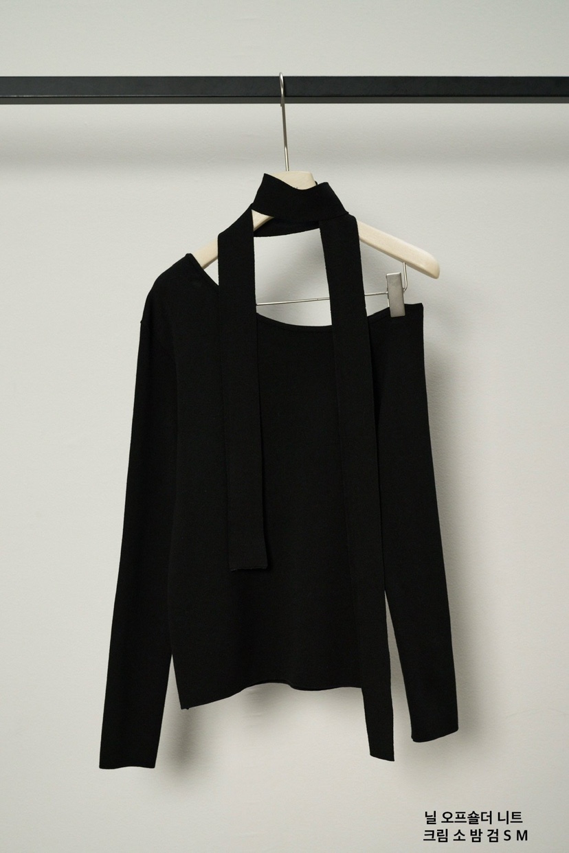 BLOSSOM東大門實拍女士新品時尚休閑職業長袖T恤含脖帶露肩BLOSSOM長袖T恤圖色4黑色