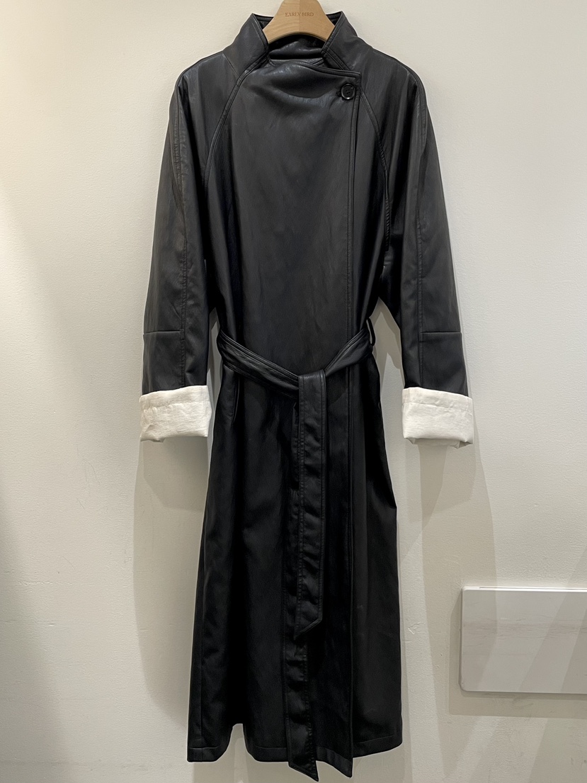 OBSESS東大門代購女裝新款時尚熱賣推薦長款風衣含腰帶皮革OBSESS/EARLY BIRD長款風衣圖色3
