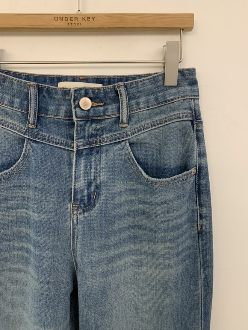 UNDER KEY韓國直郵女士新款時尚26春季熱賣休閑牛仔褲V領UNDER KEY牛仔褲