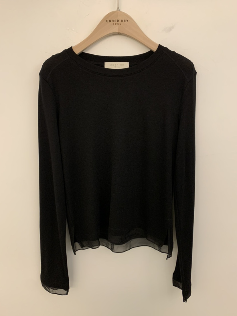 UNDER KEY東大門直郵女裝新款熱賣職業人氣時尚推薦長袖T恤UNDER KEY長袖T恤圖色3黑色