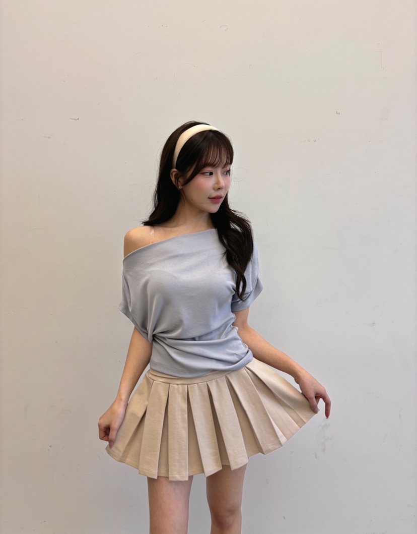 TOO HOT東大門直郵女裝新款時尚熱賣推薦人氣T恤褶皺露肩TOO HOTT恤