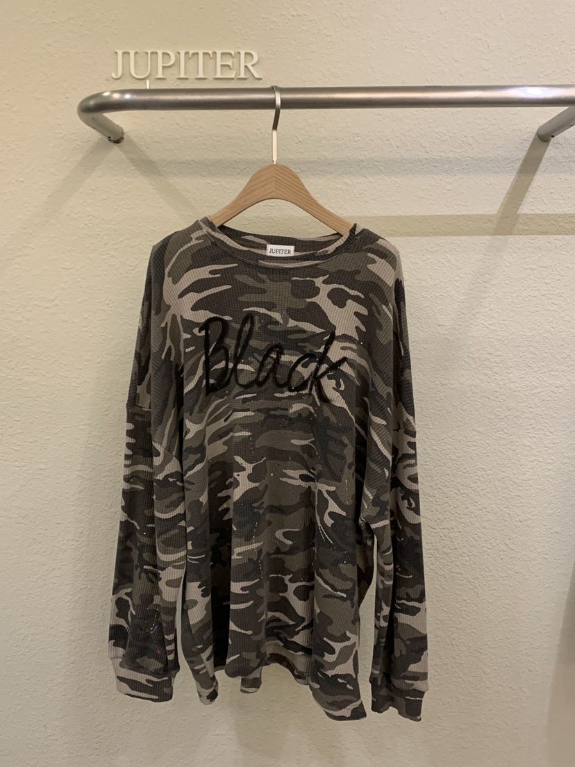 JUPITER東大門代購女士新品人氣職業時尚長袖T恤復古迷彩JUPITER長袖T恤圖色1