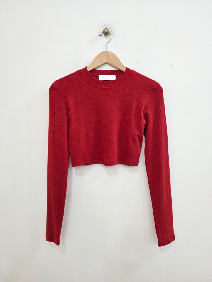 LE MIU東大門實拍女士新品職業休閑人氣長袖T恤羊毛短款LE_MIU長袖T恤