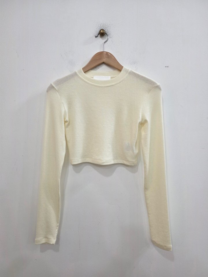 LE MIU東大門實拍女士新品職業休閑人氣長袖T恤羊毛短款LE_MIU長袖T恤圖色4象牙白