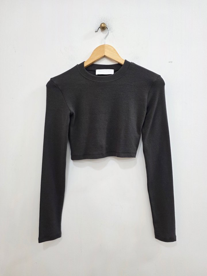 LE MIU東大門實拍女士新品職業休閑人氣長袖T恤羊毛短款LE_MIU長袖T恤圖色18墨色