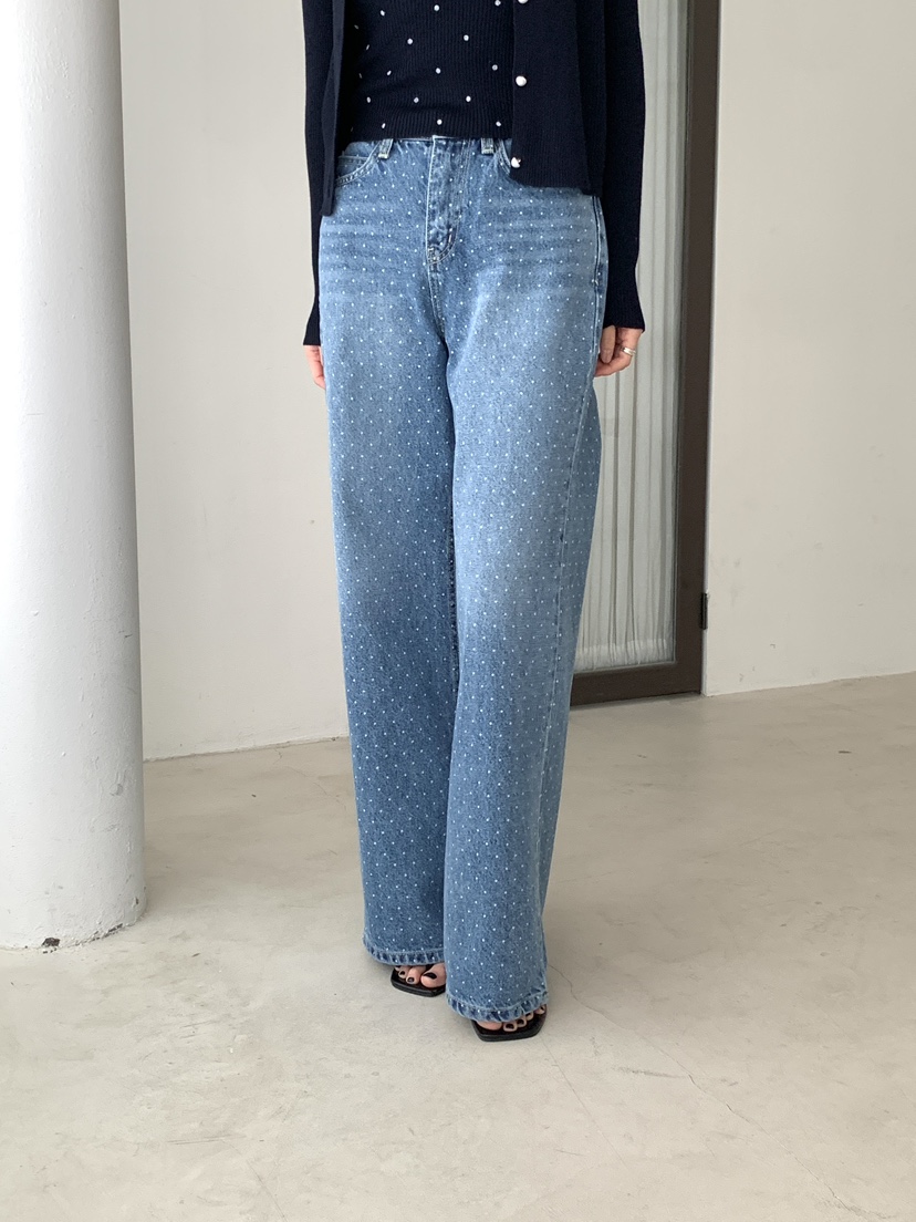 BIEN GARDER東大門代購女裝新款休閑職業牛仔褲圓點牛仔布BIEN GARDER牛仔褲