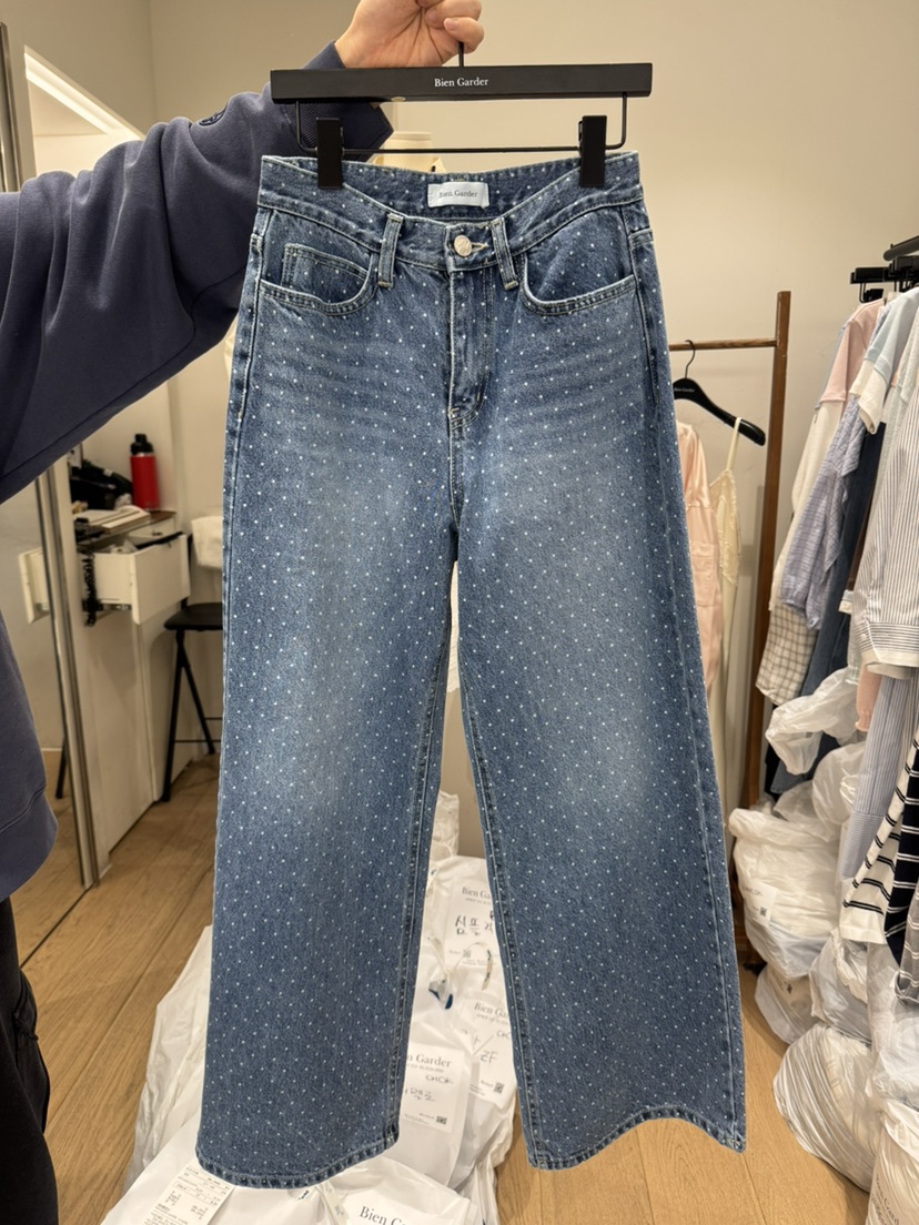 BIEN GARDER東大門代購女裝新款休閑職業牛仔褲圓點牛仔布BIEN GARDER牛仔褲圖色1