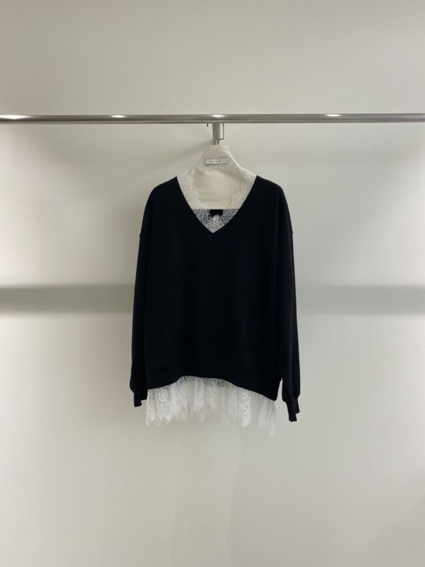 1968東大門實拍女裝新款26春夏真品人氣熱賣職業衛衣V領蕾絲1968/YEOUYA衛衣圖色3