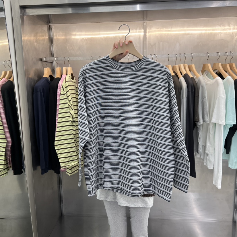 ESSENCE韓國直郵女士新款時尚人氣熱賣真品長袖T恤雙面條紋ESSENCE長袖T恤圖色3