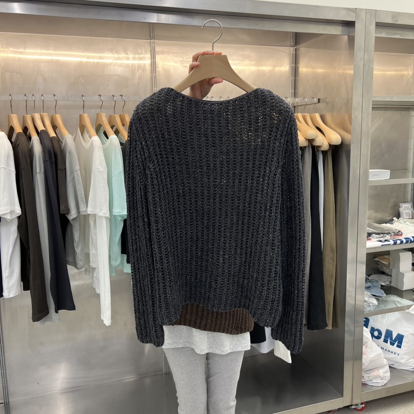 ESSENCE東大門實拍女士新款26春夏時尚休閑針織衫亞麻布寬松ESSENCE針織衫圖色2