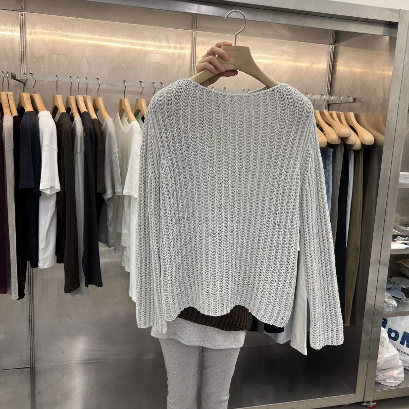 ESSENCE東大門實拍女士新款26春夏時尚休閑針織衫亞麻布寬松ESSENCE針織衫圖色3