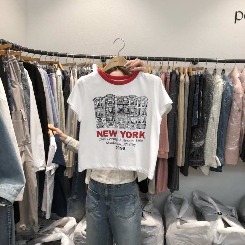 ALMOND PEPE韓國直郵女士新款26春夏推薦職業真品休閑T恤ALMOND PEPET恤圖色1