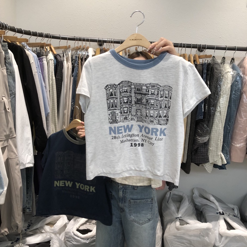 ALMOND PEPE韓國直郵女士新款26春夏推薦職業真品休閑T恤ALMOND PEPET恤圖色2