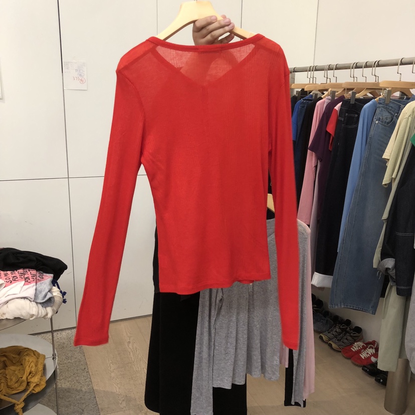 DOHWAJI韓國代購女士新品職業時尚人氣真品長袖T恤羊毛紐扣DOHWAJI長袖T恤