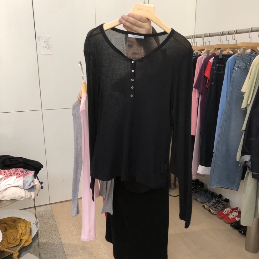 DOHWAJI韓國代購女士新品職業時尚人氣真品長袖T恤羊毛紐扣DOHWAJI長袖T恤圖色3