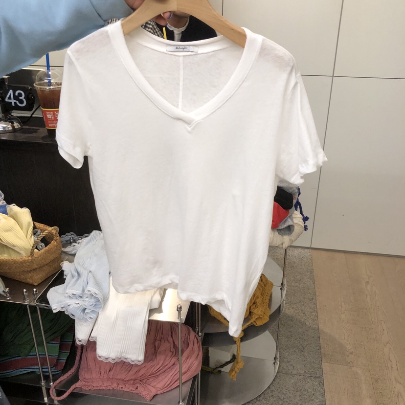 DOHWAJI東大門直郵女士新款職業26春夏人氣T恤不含內搭V領DOHWAJIT恤圖色2